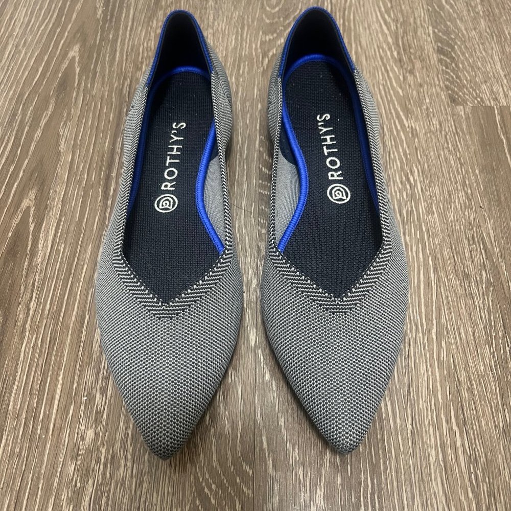 ROTHY’S – “The Point” Black/White shoes slip on flats sz 11.5